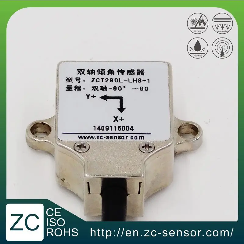 
ZC Sensor High Precision IP65 Inclination Sensor Analog Dual Axis Inclinometer ZCT290L-LHS-17 