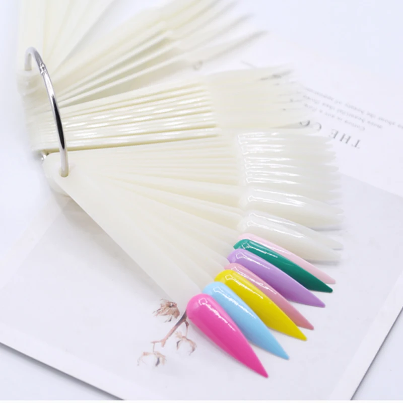 

50pcs Sharp Head Nail Showing Shelf Display Card Nail Tip Gel Polish Color Chart professional Manicure Practice Nail Art Tools