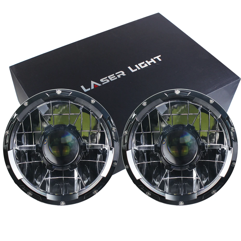WUKMA New 7 Inch Laser Round Headl Lights Angel Eye Laser Light Car Driving Lamp for Jeep