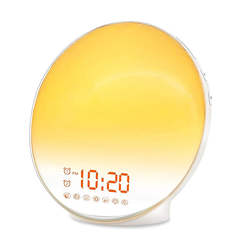 

Wake up light sunrise alarm clock with 7 color night light sunrise simulation sleep aid FM radio 7 natural sounds