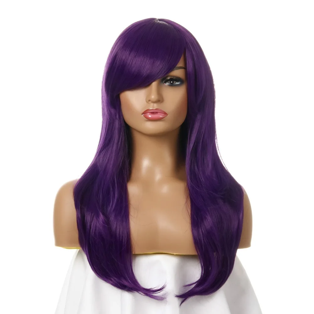 

Long Hair Partial Bangs and Slightly Curled High Temperature Wire 16 Inch Girls Halloween Party Cosplay Cos Wigs
