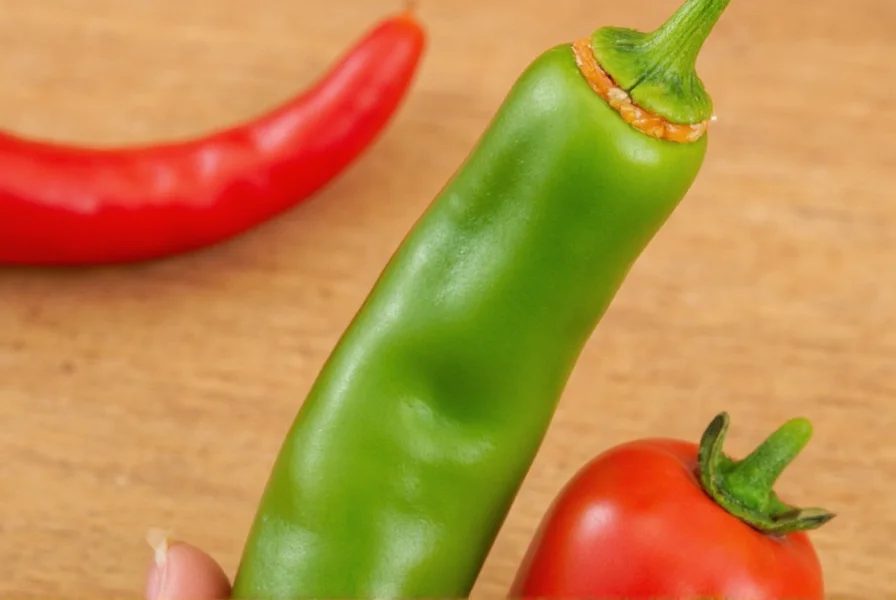 Fresh small Thai chili peppers on a cutting board