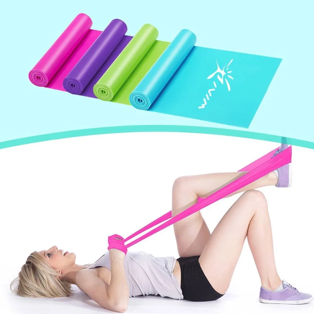 

230cm Yoga Fitness Pull Rope Resistance Bands Latex Elastic Stretch Tension Band Exercise Equipment Training Workout Sports, Purple blue green pink