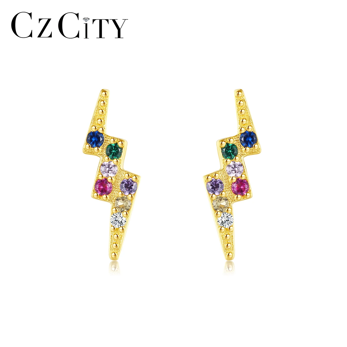 

CZCITY Stud Trending Korea Ear Ring French Style Silver Fashion Summer Roman Sterling Gold Earring 925