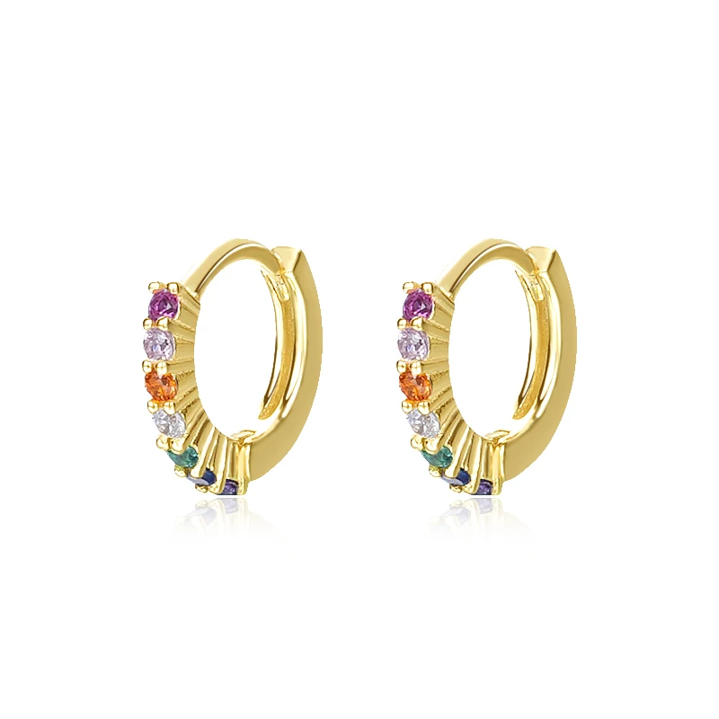 

Summer colorful zircon earrings 925 sterling silver cz Earrings Jewelry 18k Gold Plated Hoop Earrings