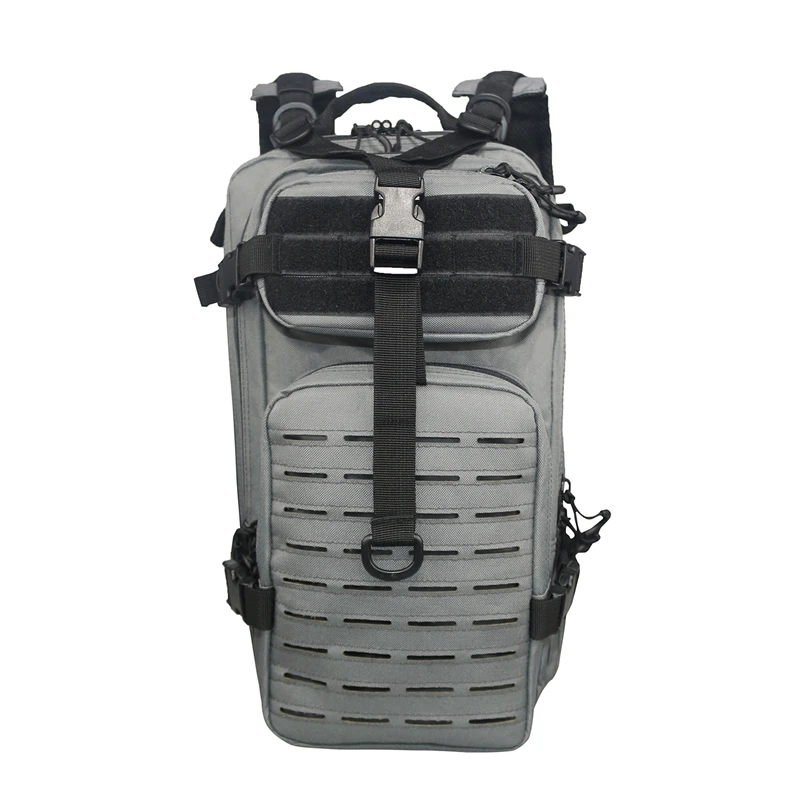 

600D PVC Polyester Large Capacity Molle Army Hiking Hydration Backpack Tactical Military Bag, Gray black