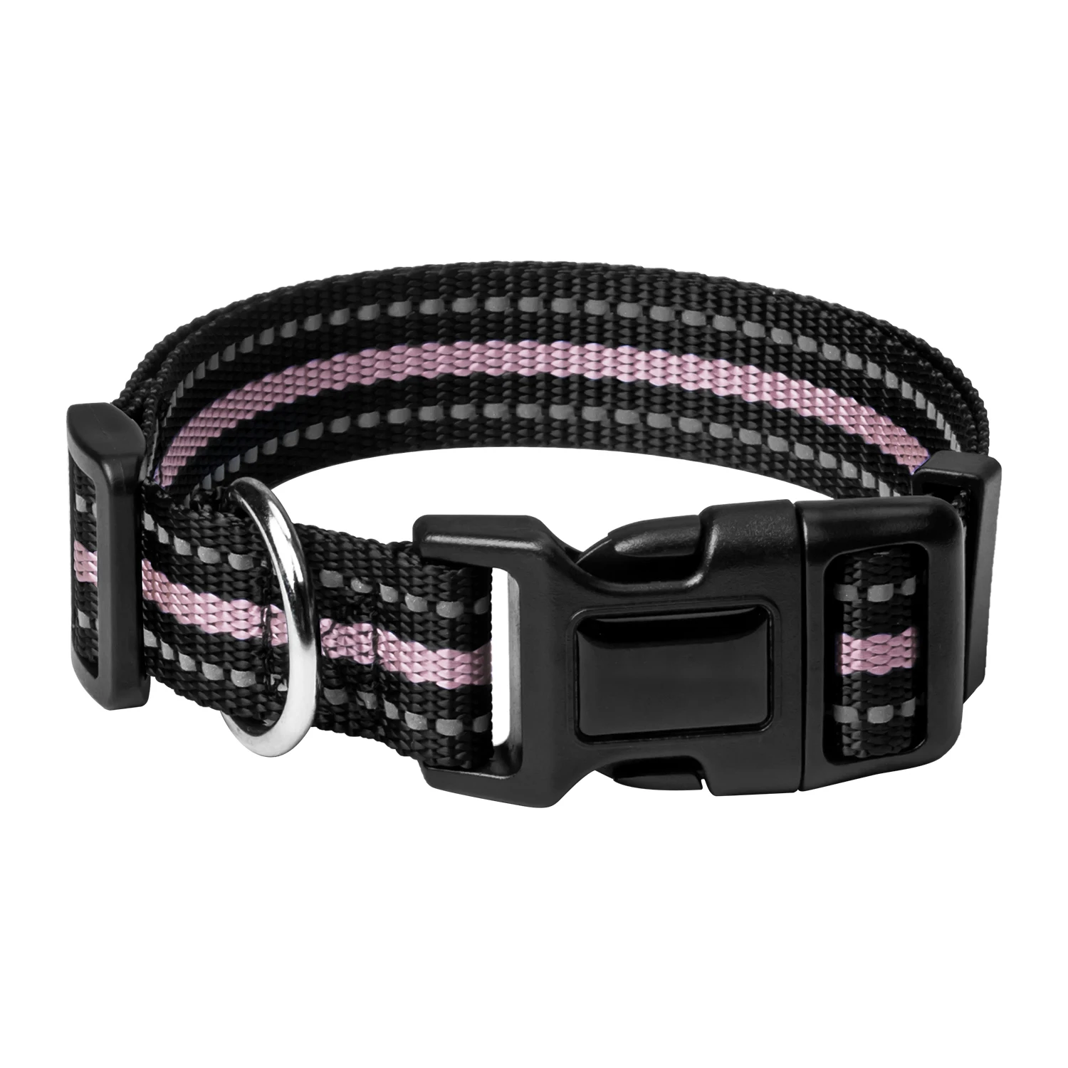 

Plain Adjustable Nylon Metal D Ring Fabric Dog Collar