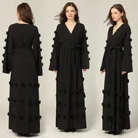 

Wholesale Turkish Muslim Women Abaya Robe Dress Big Swing Islamic Ethnic Style Flower Cardigan Dress