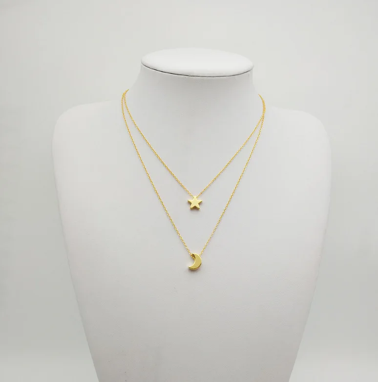 

Korean Style Star and Moon Pendant Necklace Short Clavicle Chain Fashionable All-match Women's Necklace, Multi color