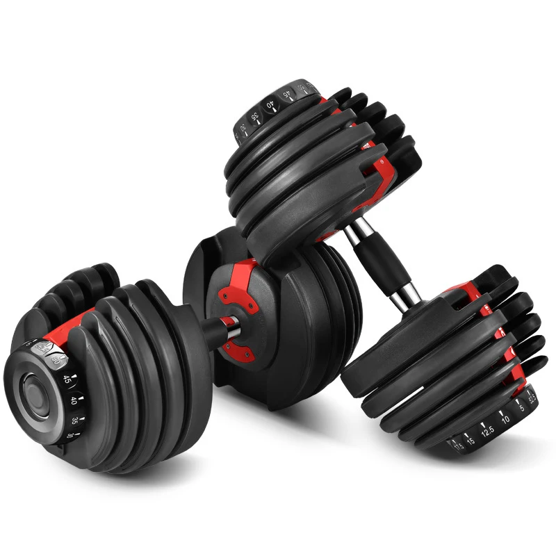 

52.5LB 24kg Adjustable Dumbbell Set For Body Building Custom Adjustable Dumbbell, Black+red