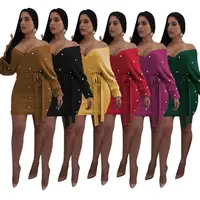 

FM-L5167 European and American Korean velvet women fashionable sexy long sleeve dresses causal