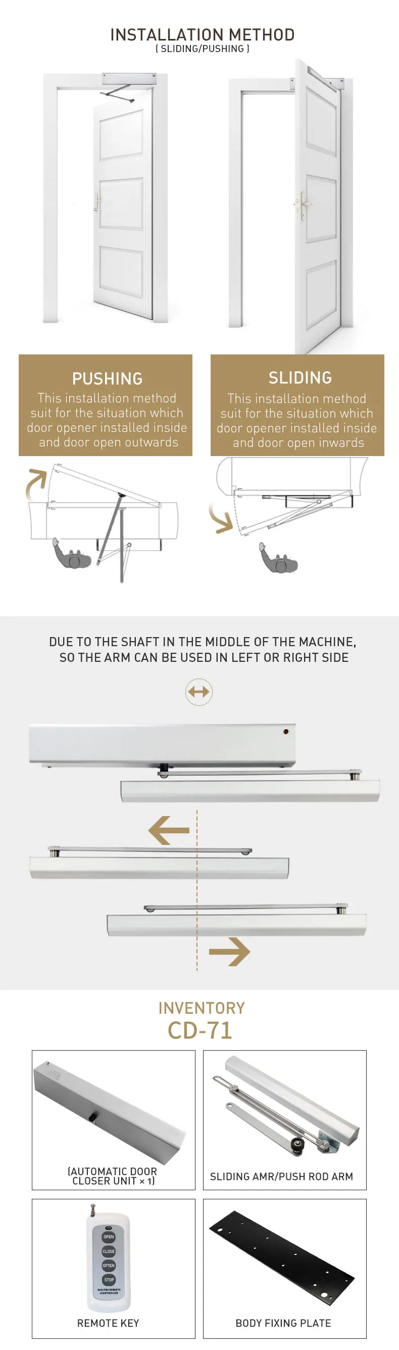 CD-71 New Product  Automatic Swing Door Opener Electric Door systems For Wooden Door