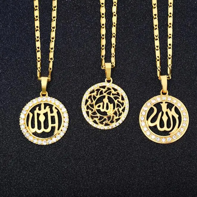 

18K gold gold plated diamond-encrusted muslim allah necklace , the totem of Islam