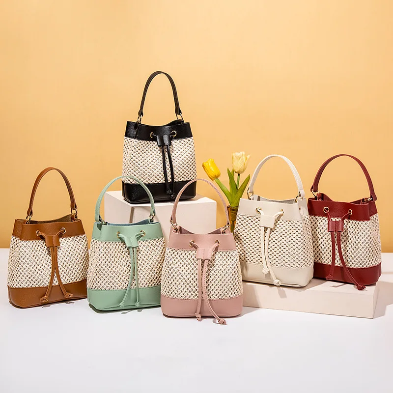 

2022 High Quality Hollowed out ladies bags small women bucket handbags, 4 colors