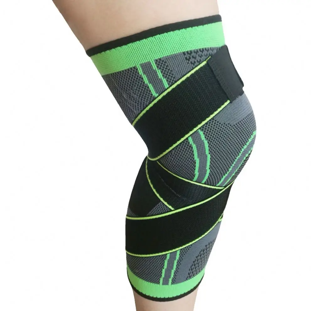 

Best Adjustable band brace knee support strap knee brace pad for men & women, Green/black/orange