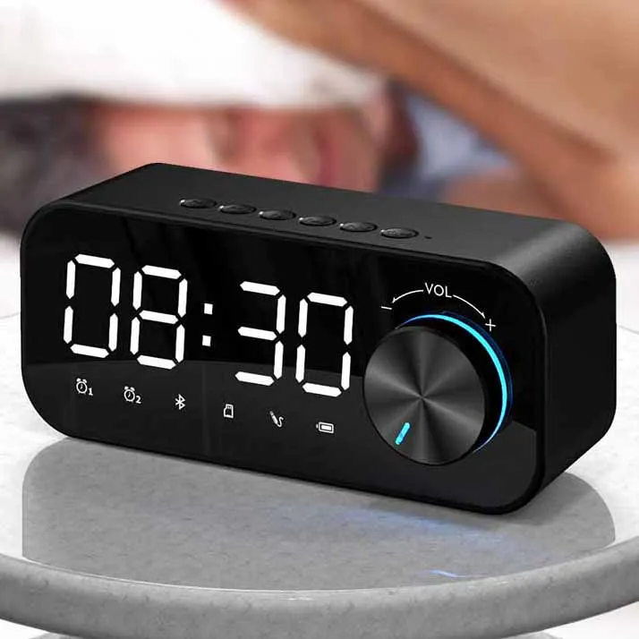 

2021 New Mini Speaker Alarm Clock With FM Radio Broadcast And Dual Speaker With Alarm Clock, Blue,white,black,orange