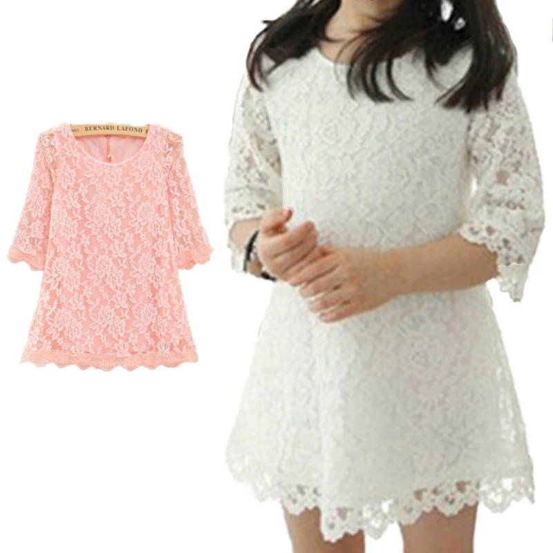 

Mid Sleeve Shirt Lace Ruffled Kids Princess Dress Girls