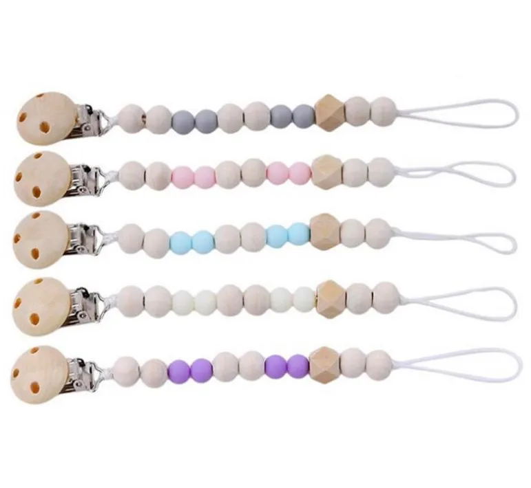 

Baby Wooden Chains Bead BPA Free Holder Pacifier Clip