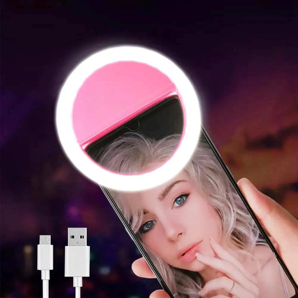 

Portable Phone LED Selfie Ring Light Rechargeable Selfie Light with Make-up Mirror