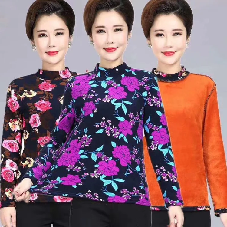 

Mix Style mix color women base shirts with velvet Stock for winter