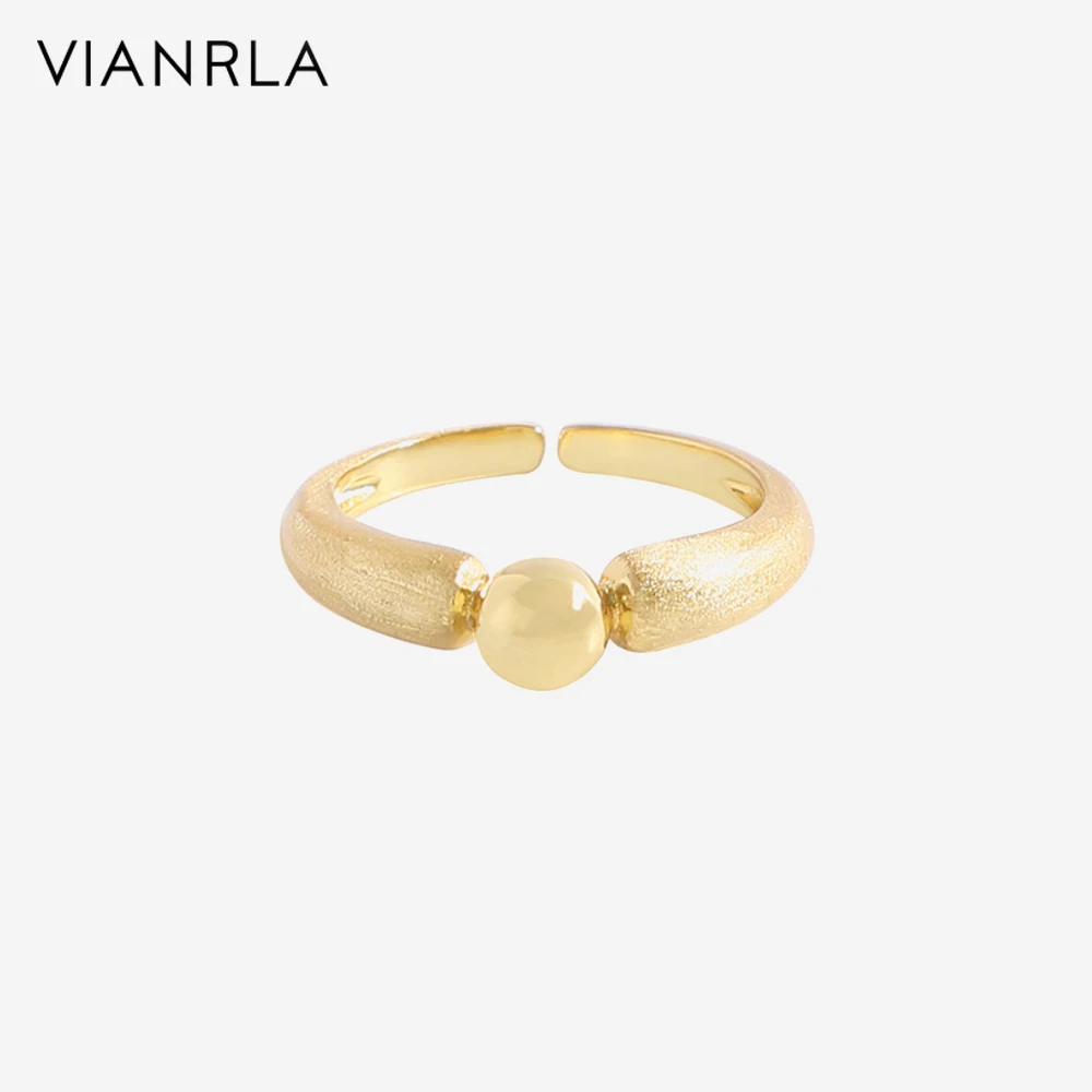 

VIANRLA 925 Sterling Silver Ball Opening Adjustable Ring Minimalist 18k Gold Plated Women Fashion Jewelry Gift Drop Shipping