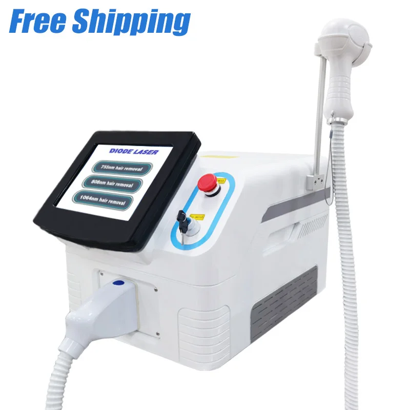 

Free Shipping Professional 755 808 1064 Machine Portable Beauty Equipment New Painless Device Permanent Diode Laser Hair Removal