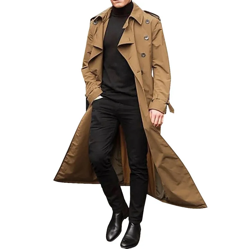 

European And Fall jackets long coat men windbreaker hoodie jacket coat with zipper Buttons jackets for men 2021 winter wear