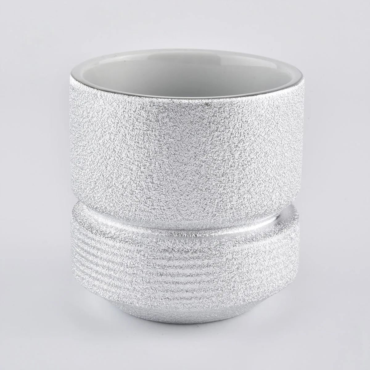 Silver decorative 10oz ceramic candle holders