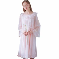 

princess romantic lace cotton vintage women's night gown plus size high quality cotton sleepwear night dress