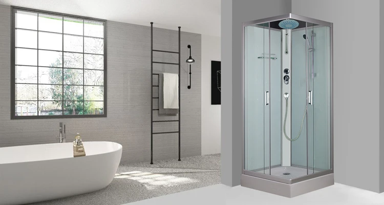bathroom square shower glass sliding door enclosure cabin