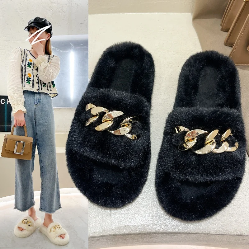 

JBL custom slide Slippers Women's Shoes designer slides Shoes Plus Size 35-42 Ladies Slides Outdoor Female platform fur slippers