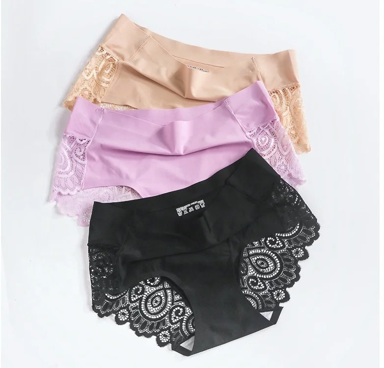 

Hot Sell Plus Size Breathable Seamless Women Lace Underwear Panties, Black / skin / yellow / pink / blue / wine / white / purple / lime