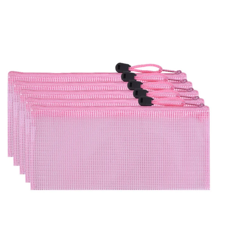 

Wholesale Frosted Zipper Bag Binder Zipper Pencil Pouch with waterproof clear PVC Mesh Window