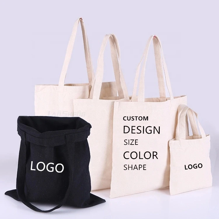 

Organic Custom Eco friendly Tote Beach Shopping 100% Cotton Canvas Bags with Logo