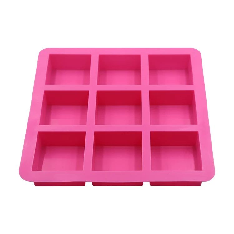 

Self Made 9 Cavity Silicon Soap Mould Thickened Rectangular Silicon Fertilizer Soap Mould, Pink or customized color