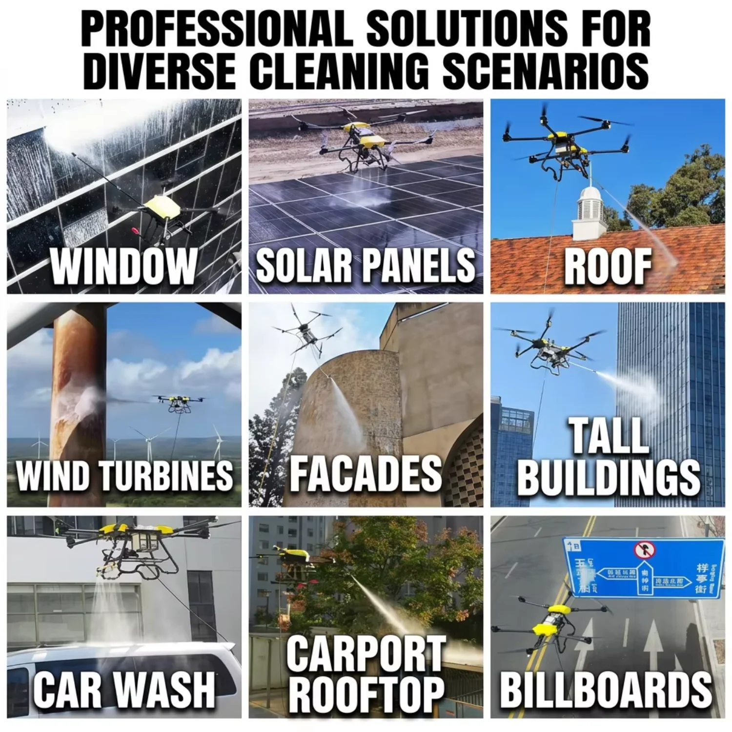 High Pressure Cleaning Drone UAV Targeted Spray Control High Rise Window Professional Maintenance Tool for Factory Exterior Care