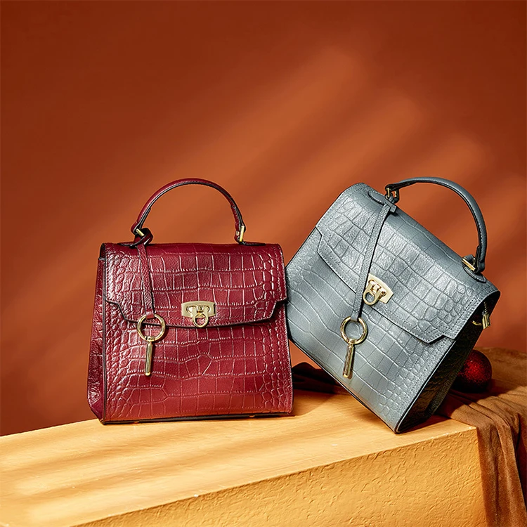 

EMGL026 Hot selling fashion alligator pattern shoulder bag genuine leather ladies luxury new in 2022 office handbags for women