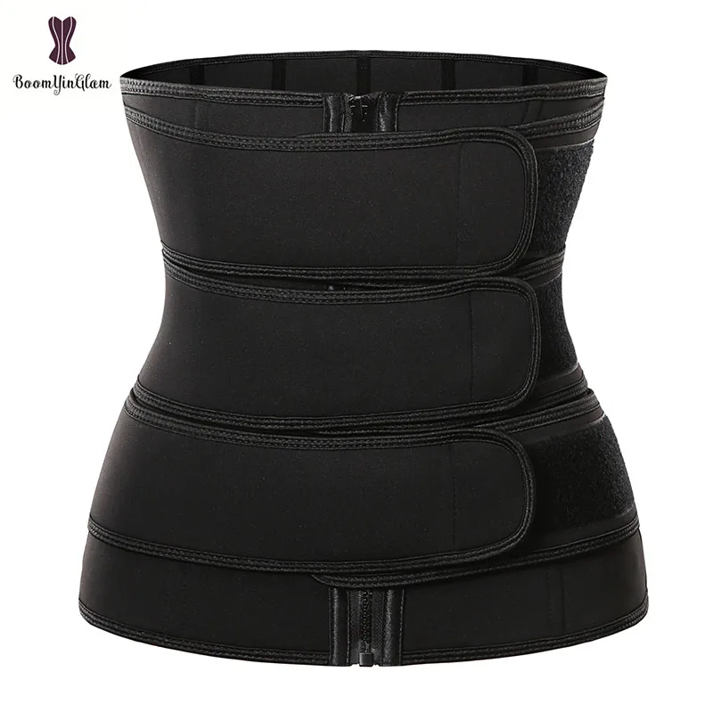 Compression Firm Control Plus Size Body Shaper Waist Wrap Cincher Slimming Tummy Trimmer Triple Straps Waist Trainer