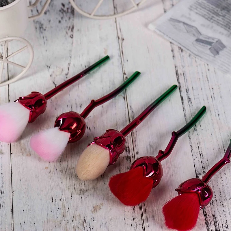 

Hot selling Rose flower makeup bush set cosmetics tools, Customized color