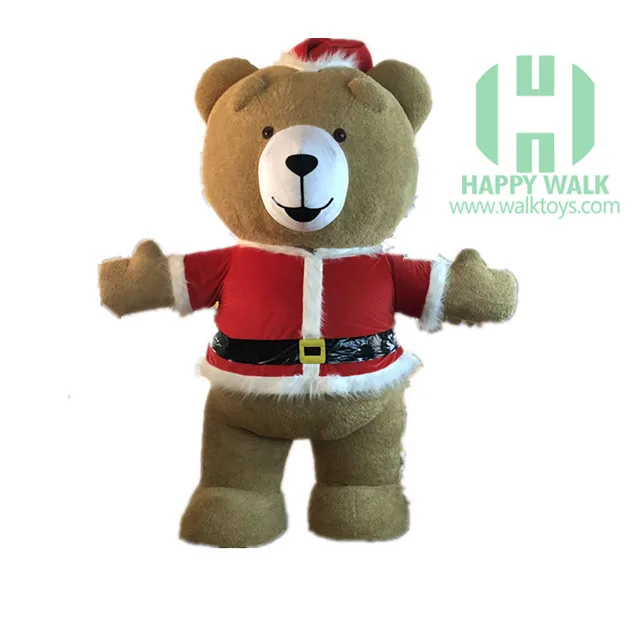 

High Quality Hot Sale inflatable bear mascot costume 2m 2.6m 3m inflatable mascot costume with a santa cloth for Christmas, Customizing inflatable bear mascot costume