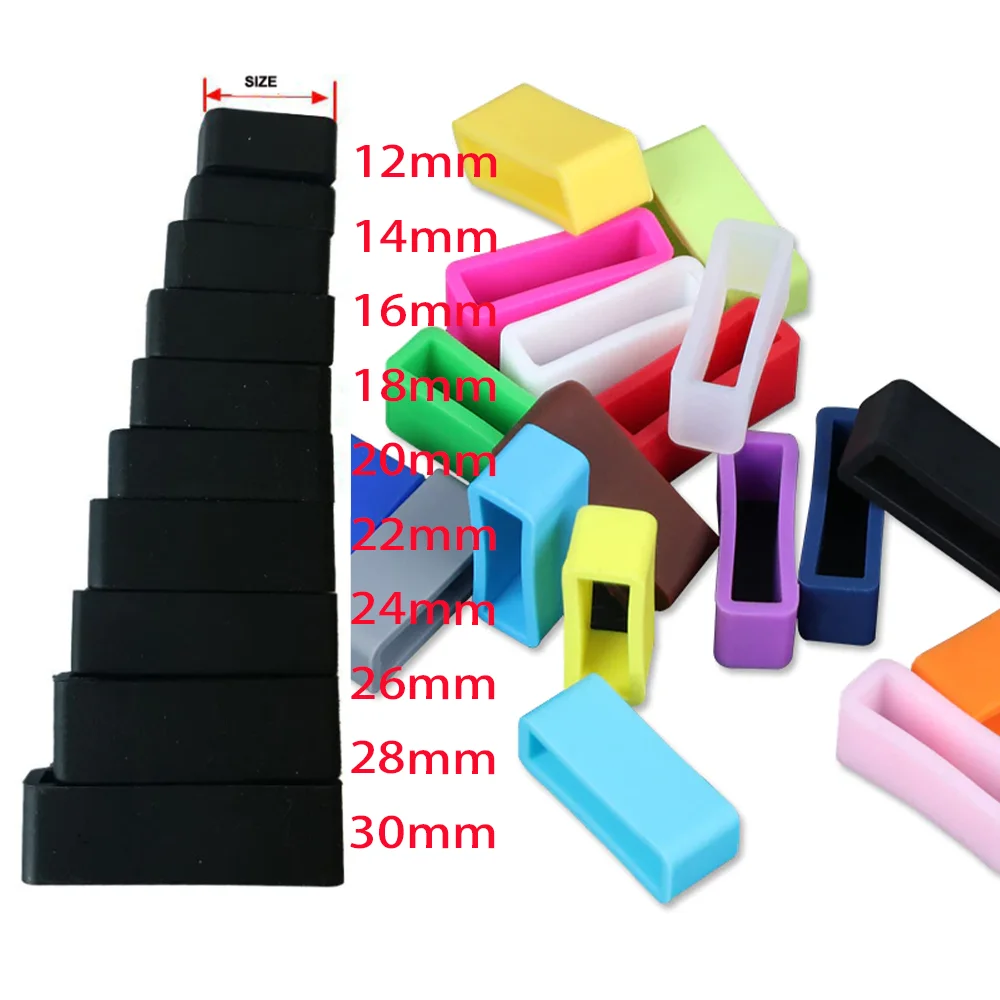 

12mm 14mm 16mm 18mm 20mm 22mm 24mm 26mm 28mm 30mm Sillicon Watch Strap Keeper Replacement Holder Ring Rubber Watch Band Loop