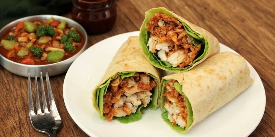 Thai Chicken Wrap served with pickled vegetables and sesame seeds