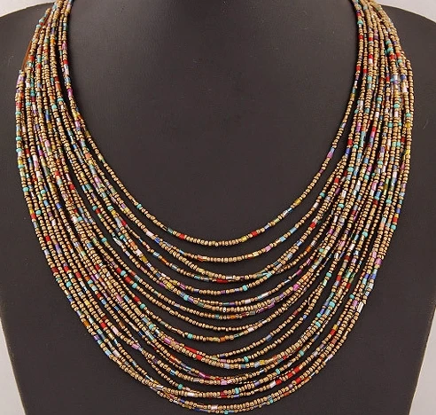 

Hot Selling Bohemian Beads Multilayer Fashion Necklace Jewelry For Women