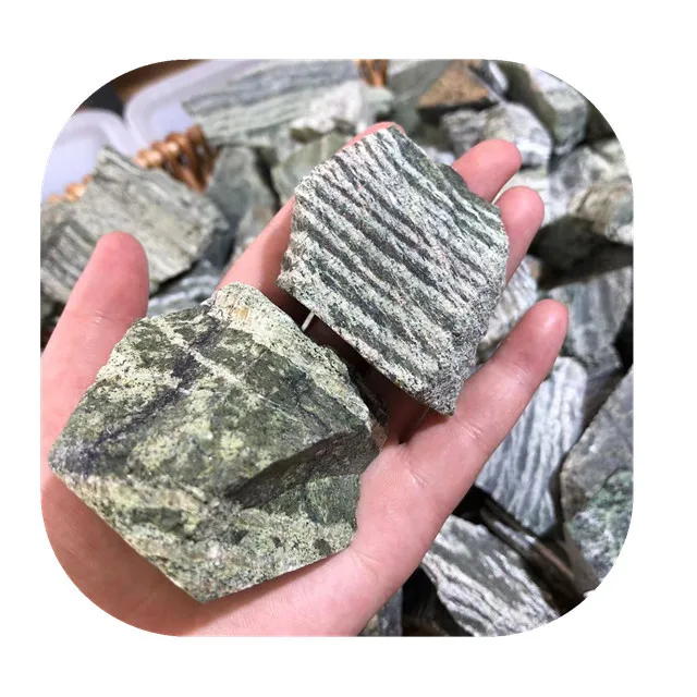 

wholesale natural crystal rough raw gemstone stone green stripe raw gemstone for sale