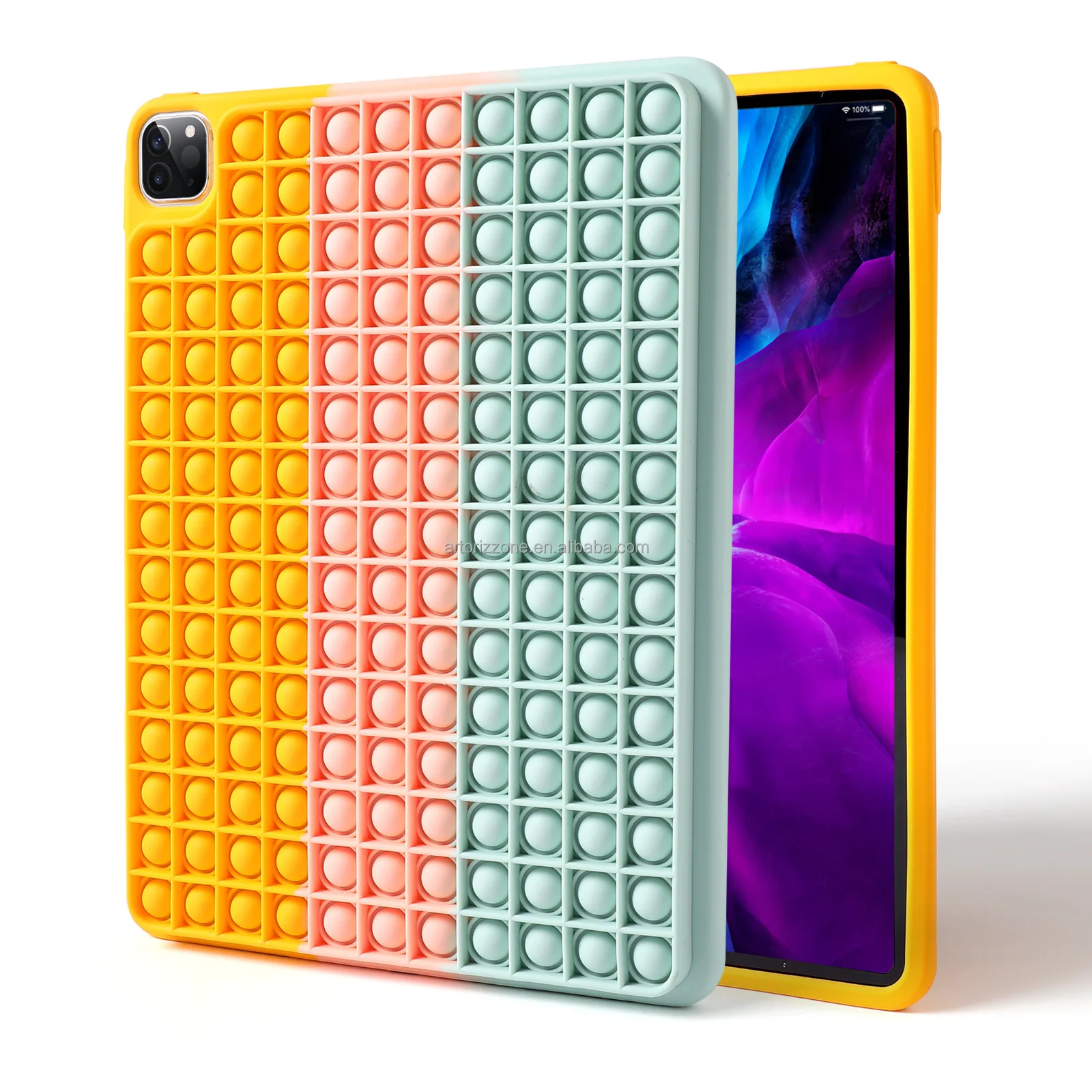 

NEW Amazon wholesale toy tablet silicone rainbow back cover for ipad ipad 2 3 4 air 2 3 ipad 9.7 10.5 12.9 inch, Colorful
