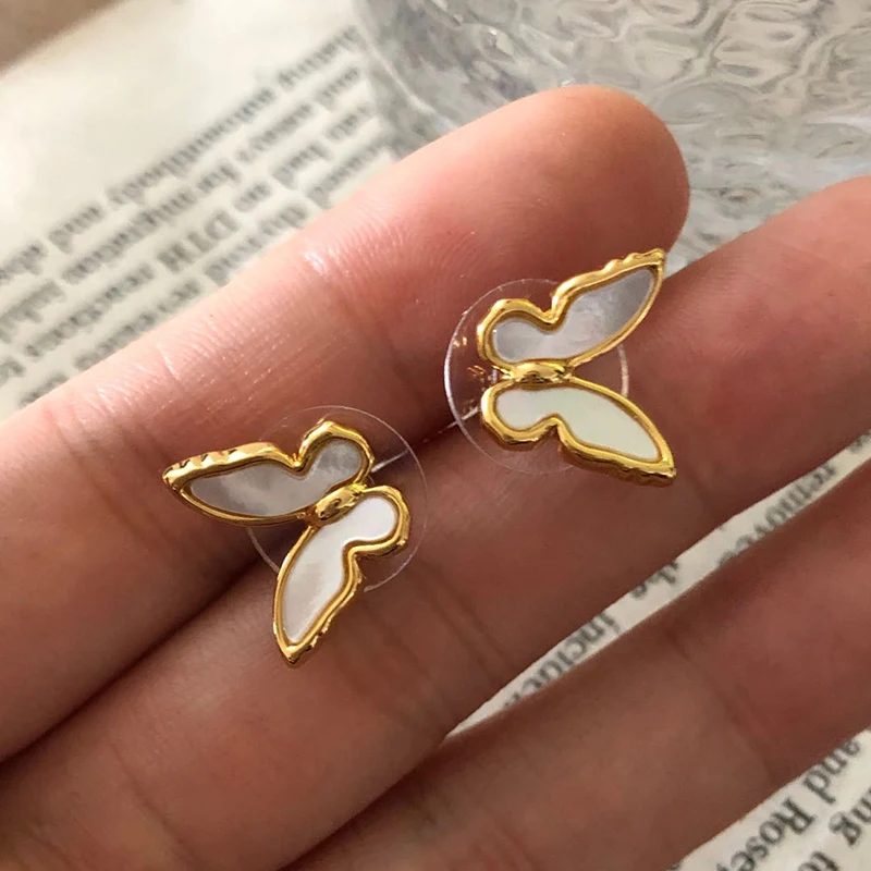 

Colorful Butterfly Earrings Crystal Gold Small Hoop Earrings for Women Minimalist French Acrylic Earrings hoops Summer