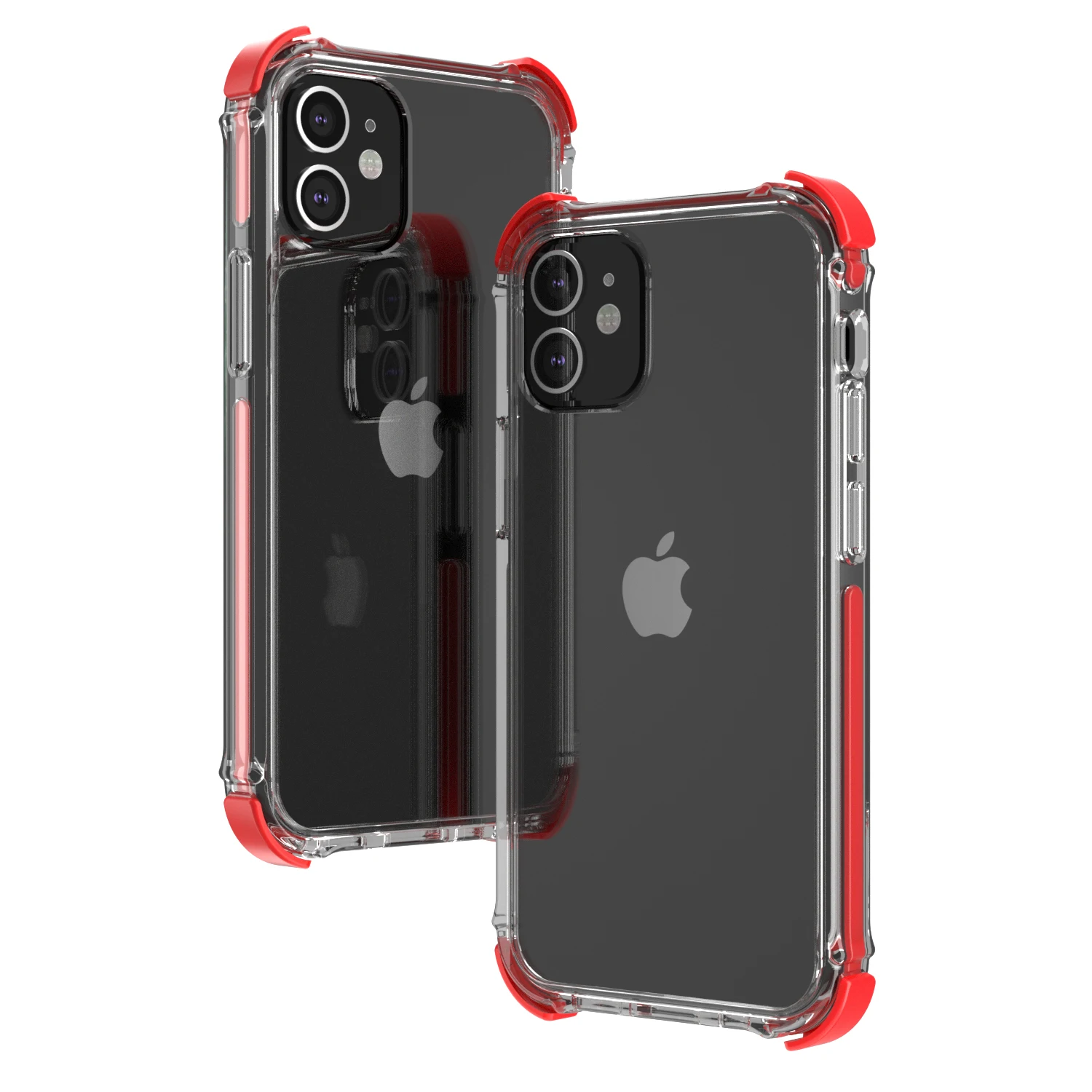 

3 in 1 hybrid plastic black iPhone 12 12ProMax phone case for iPhone 12mini Pro Max Cover, Black, red