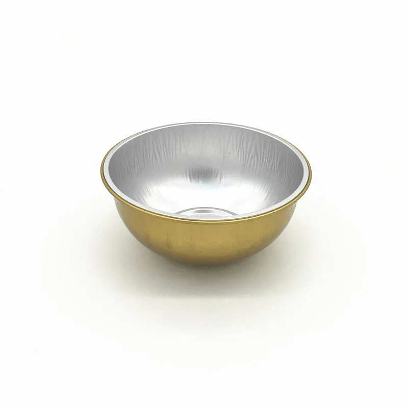 product y345 factory wholesale aluminum foil smoothwall food containers 345ml gold rice soup bowl disposable aluminum foil cake pan-1