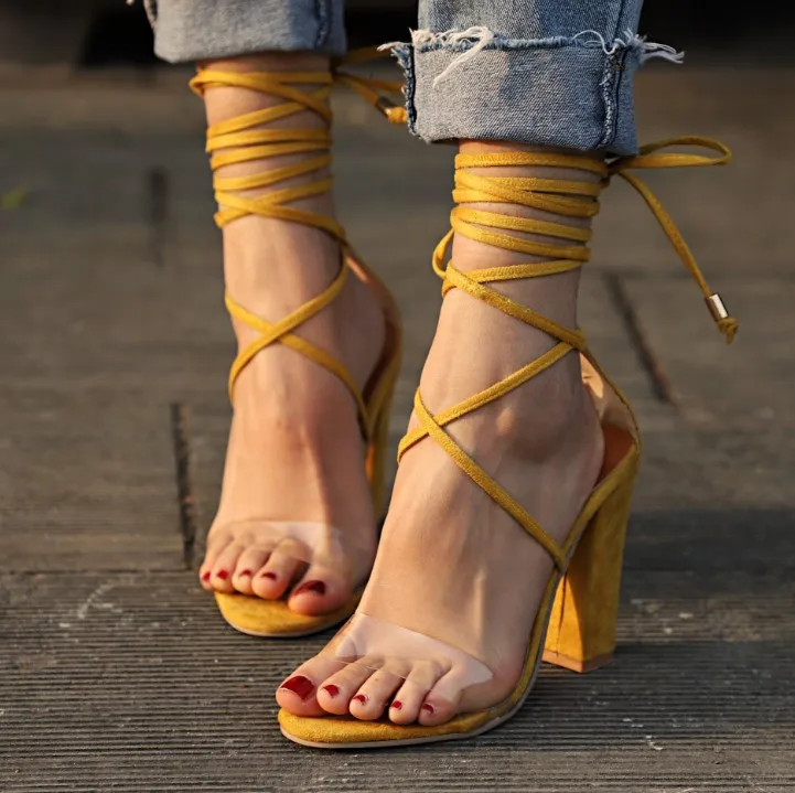 

Women's China Made Wholesale Slides Back Counter Square Black Suede Comfort Shoe High Ladies' Luxury Fashion Chunky Heel Sandals, Yellow, black, beige