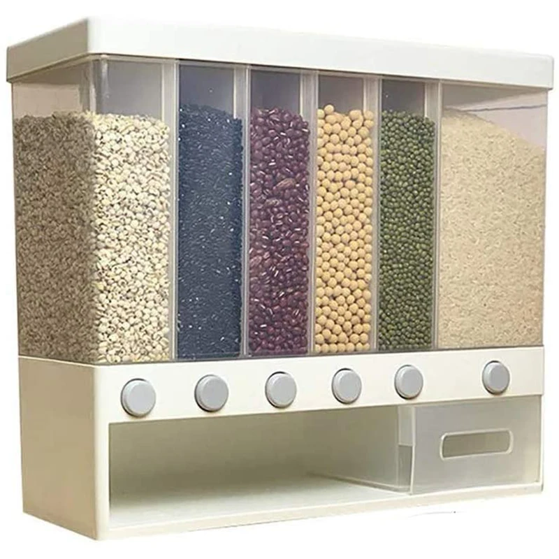 

Automatic Rice Container Dry food Cereal Dispenser Storage Tank Rice Storage Plastic Box With Measurement, Transparennt